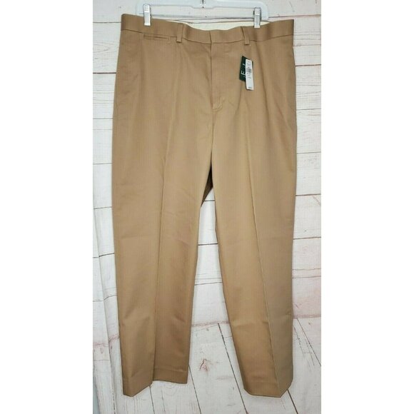 L.L. Bean WF Dress Chino Plain Front Classic Fit 17 Waist %100 Cotton Pants - Picture 1 of 12